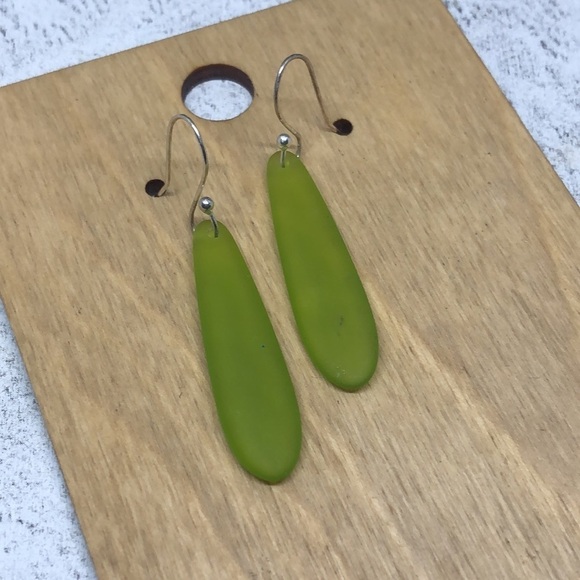 Sterling silver hooks recycled glass boho statement earrings. - Picture 3 of 5